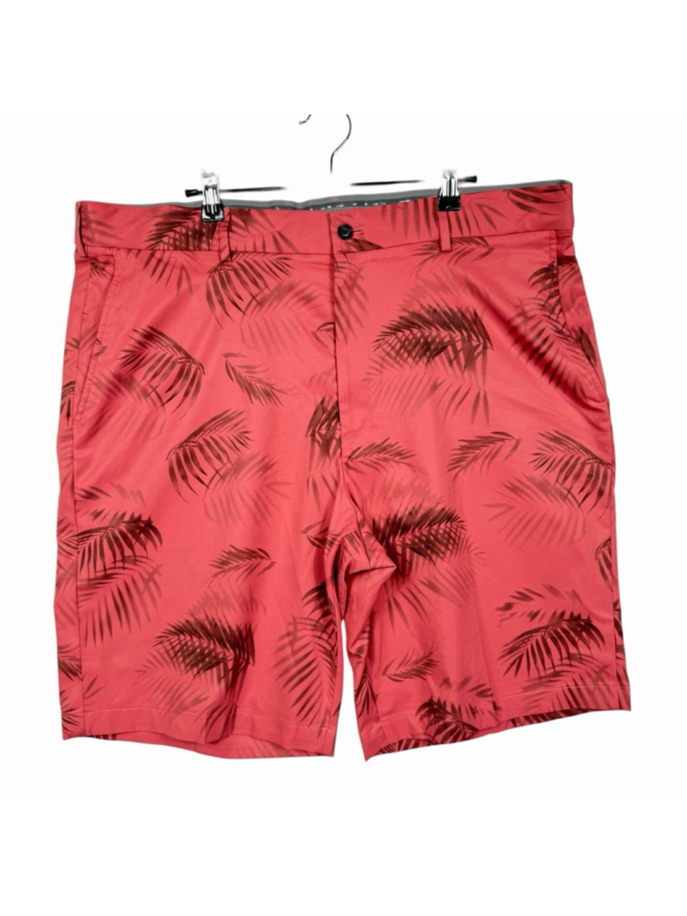 New Walter Hagen Mens Perfect Shadow Palm Print Dark Coral Golf Shorts Size 40